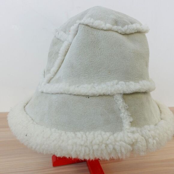 Genuine Shearling Bucket Hat Fur Sherpa‎ SURELL Gray Luxe Made in USA $250 main image 5